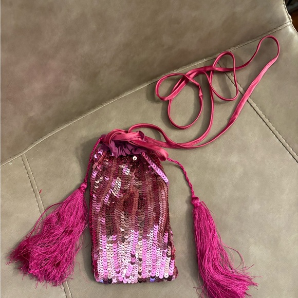 The Attico pink sequin drawstring shoulder drawstring bag small - Picture 6 of 8